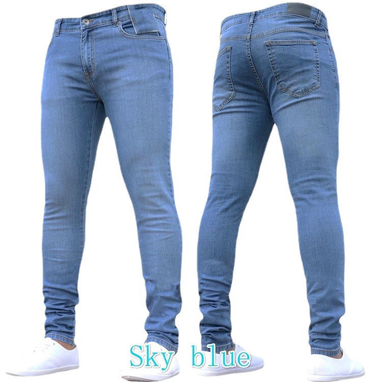 2021 European Station Slim Fit Stretch Denim Men's Pants Europe and America Cross Border Autumn Black Skinny Tappered Pants Men