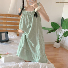 韩版吊带背心睡裙女中长款夏季纯棉甜美公主风薄款可爱睡衣家居服