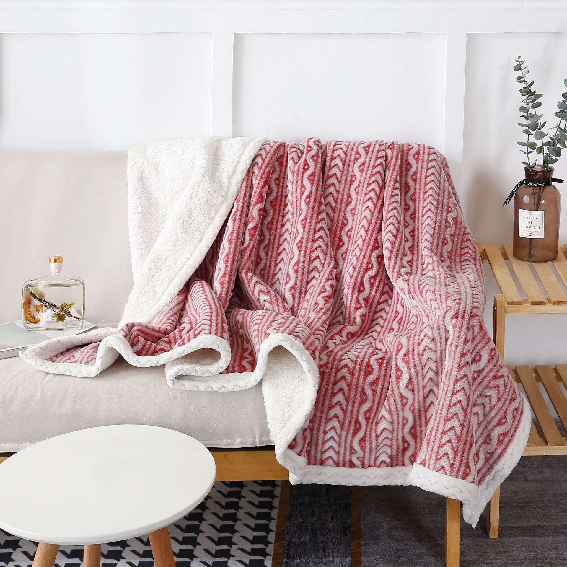 Autumn and Winter New Thickened Fleece Double Layer Composite Berber Fleece Blanket Office Leisure Sofa Flannel Blanket