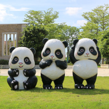 户外卡通熊猫雕塑玻璃钢动物摆件幼儿园售楼处小区园林草坪装饰品