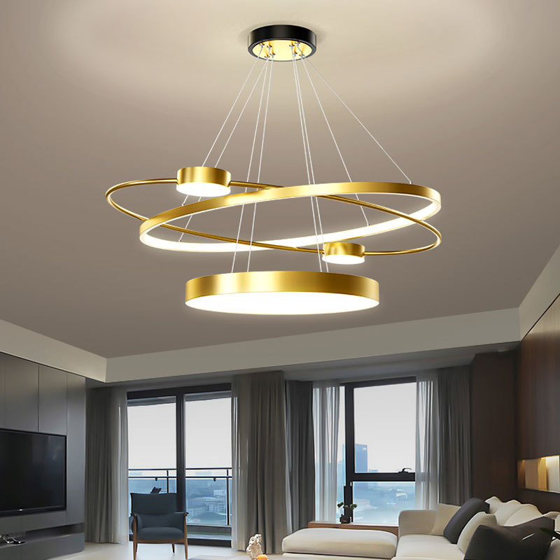 Dining Room Chandelier Modern Simple and Light Luxury Lamps Creative Trending Dining Room Crystal Lamp Nordic Ring Dining Table Bar Lamp