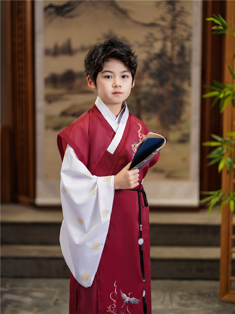 男童汉服复古风夏款儿童古装演出服少爷小男孩古装学生国学表演服