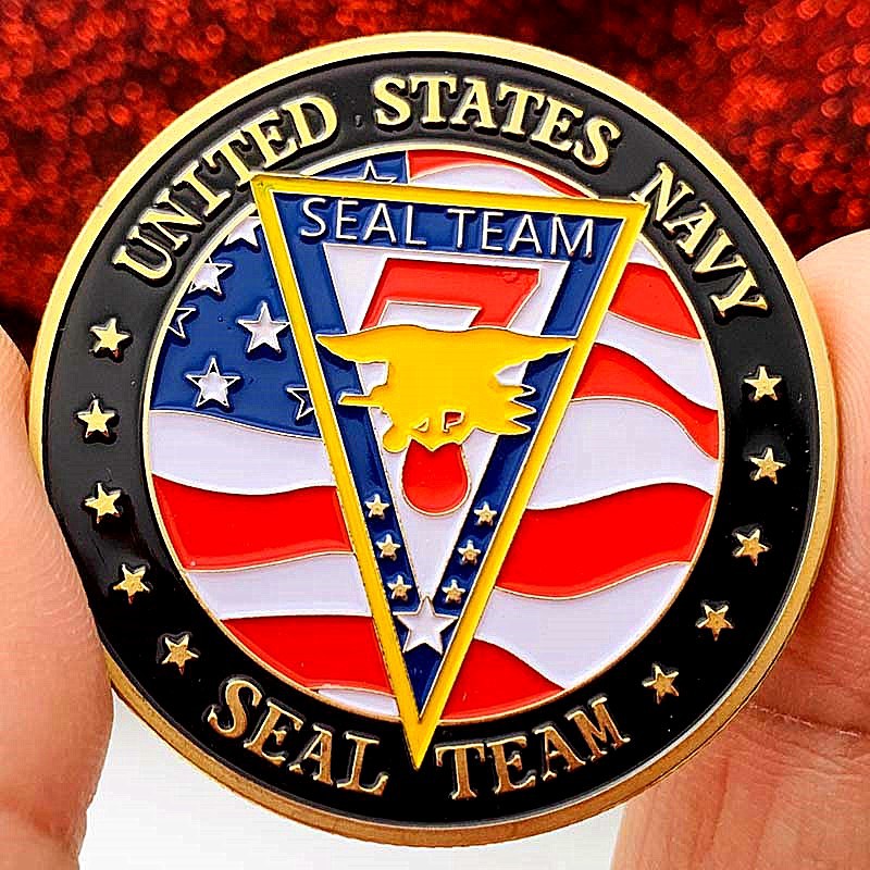 美国海豹突击队镀金纪念章 工艺外贸金币7字硬币三角形纪念币