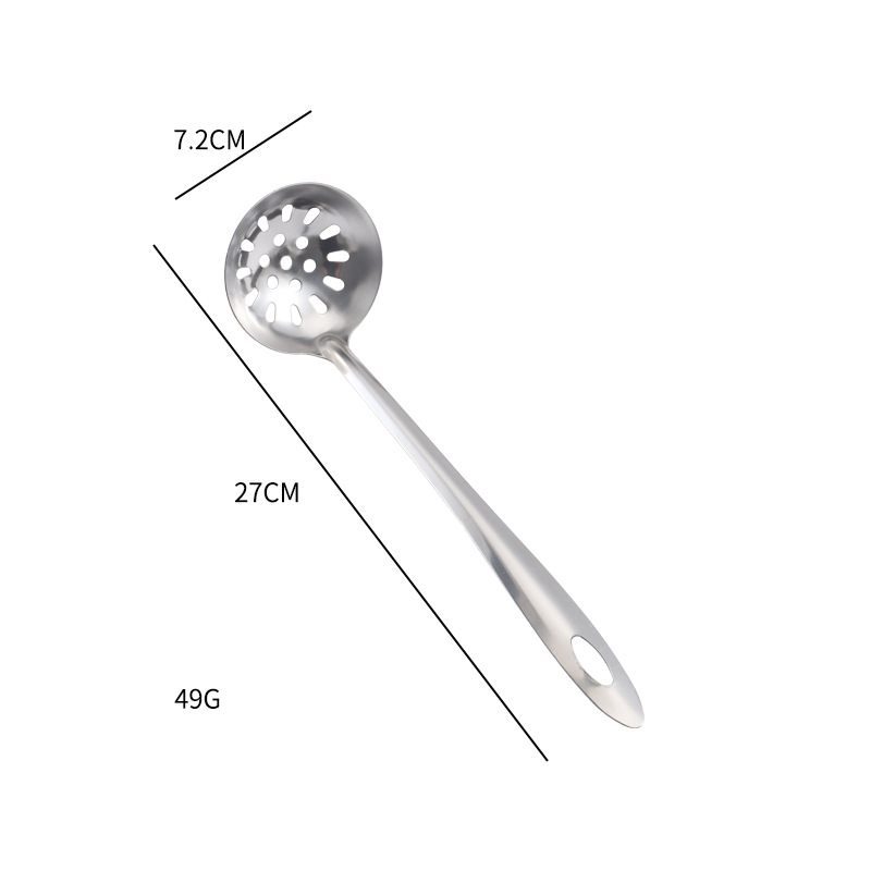 Cross-Border Stainless Steel Soup Ladle Sheng Soup and Porridge Spoon Kitchenware Restaurant Public Spoon Colander Long Handle Hot Pot Spoon Soup Ladle Perforated Ladle