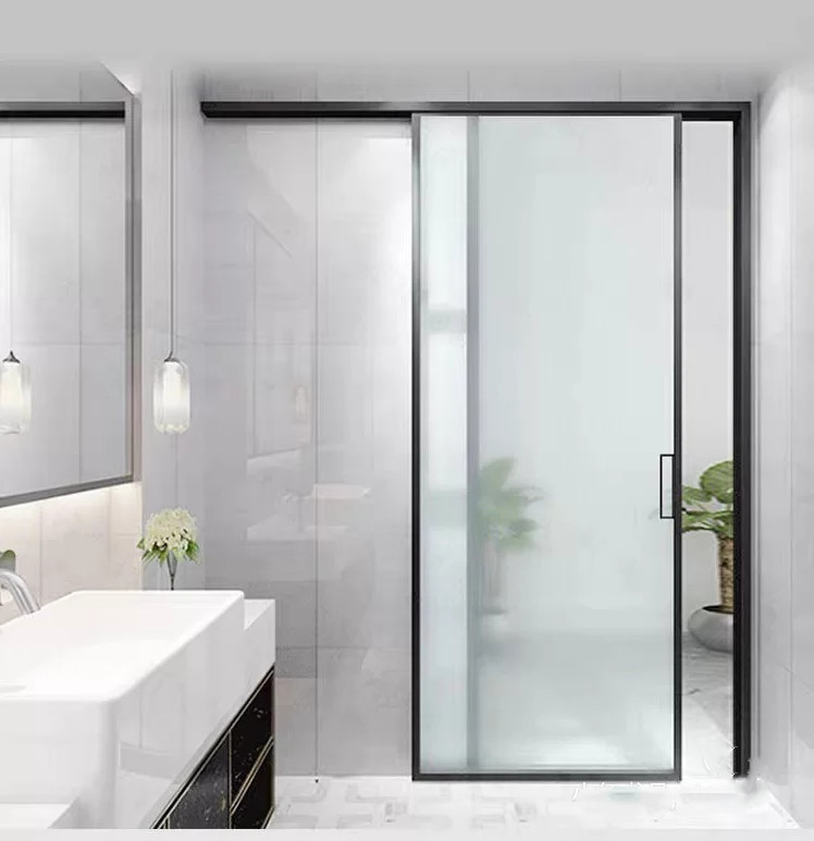 极窄边单轨单扇吊轨推拉门厨房移门卫生间浴室玻璃门铝合金吊滑门