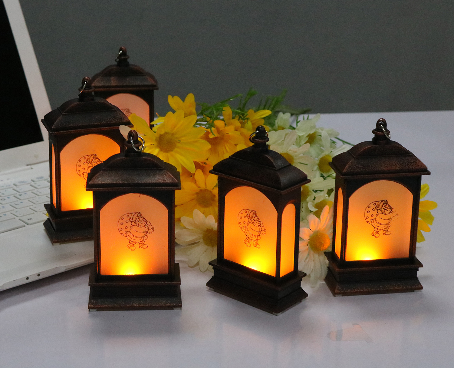 复活节装饰创意家居摆件礼品 印刷兔子小风灯led发光电子小夜灯