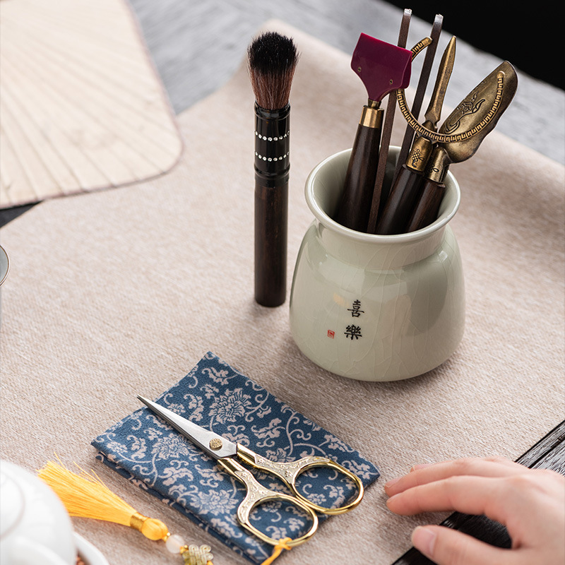 ge kiln tea ceremony six items full set tea making tools six gentlemen tea clamp tea needle tea scraping tea scissors kung fu tea utensils
