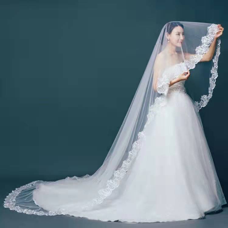 新娘结婚领证纪念日旅拍礼盒装小头纱短纱遮面纱简洁婚纱新款配饰