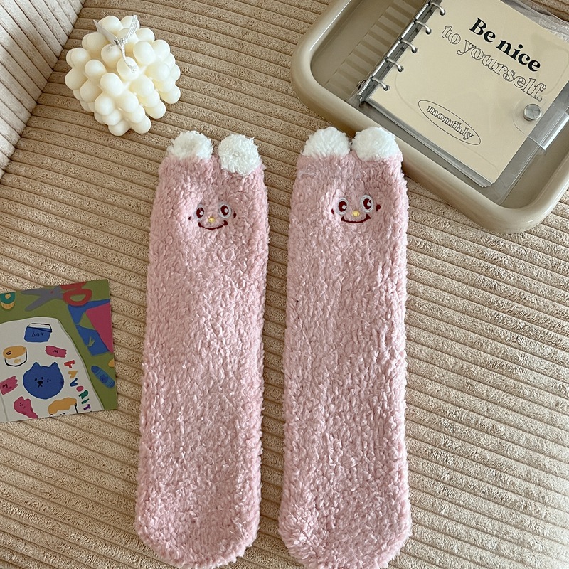 Autumn Coral Fleece Socks Women's Korean-Style Fashion Home Room Socks Warm Sleeping Socks Cute Lint-Free Socks