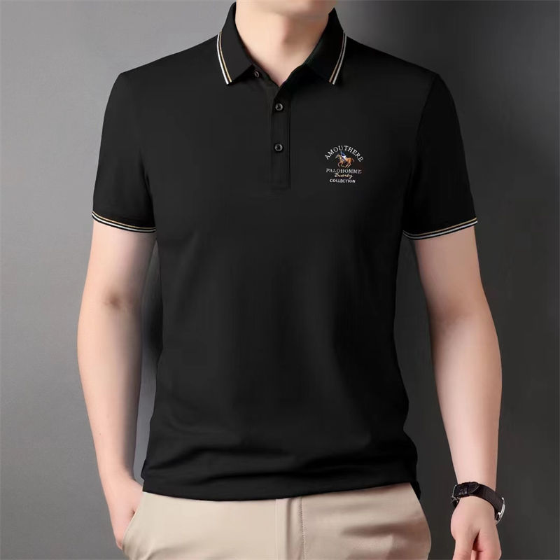 新款夏季polo衫男士短袖t恤刺绣透气珠地仿棉翻领半袖男装代批发