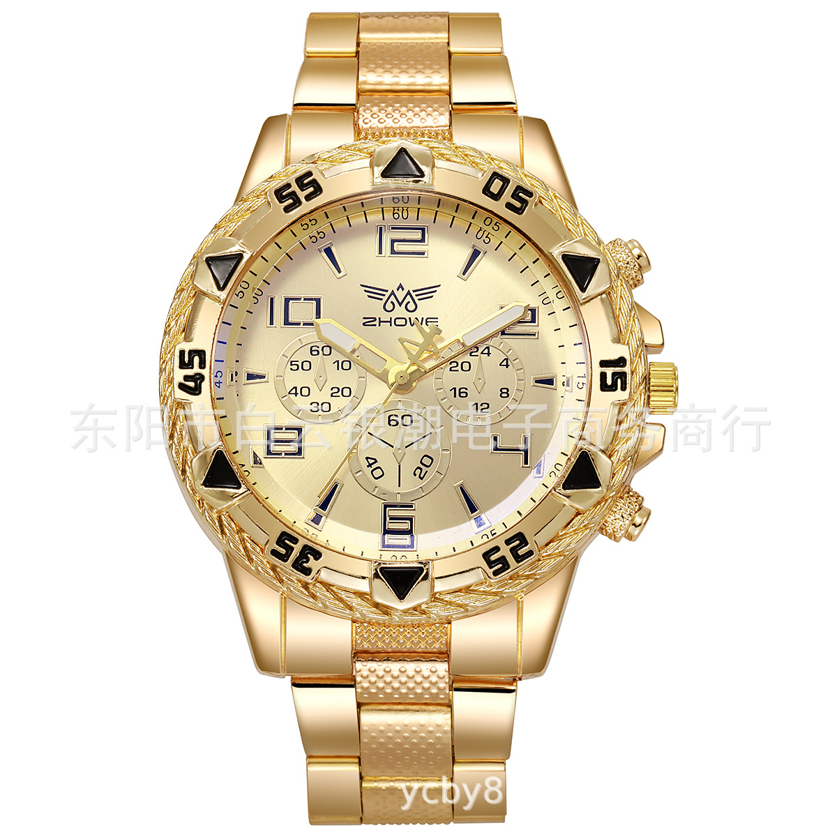 New Products in Stock Yellow Gold Men's Watch Large Dial Men's Watch Middle East Popular Luminous Non-Waterproof Steel Belt Men's Hand