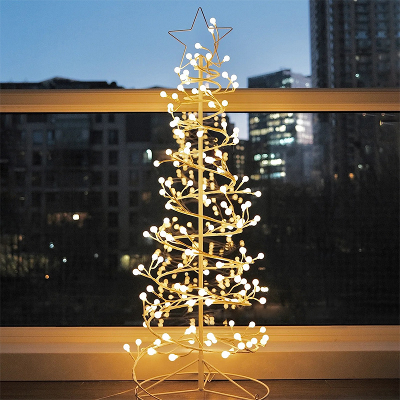 厂家批发圣诞节装饰发光小型圣诞树灯白色摆件家用可折叠场景布置