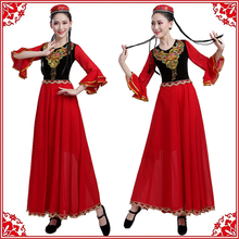 新款新疆舞蹈服装演出服女成人民族风维吾尔族现代表演服装女长裙