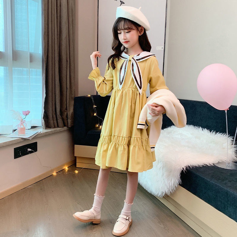 女童秋装连衣裙2021新款儿童洋气大童网红霸气小女孩漂亮公主裙子