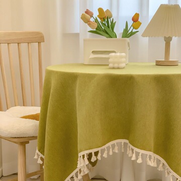 ins风高级感轻奢日系棉麻圆桌餐桌桌垫书桌桌布网红装