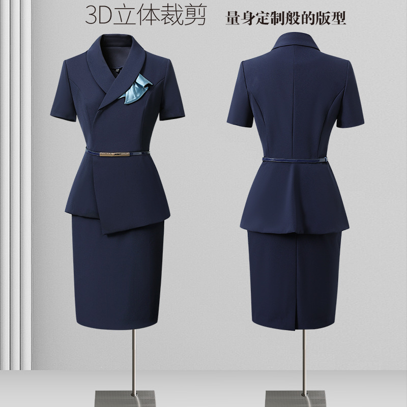 夏季短袖西装职业套装女医美咨询师酒店前台工装金店珠宝店工作服