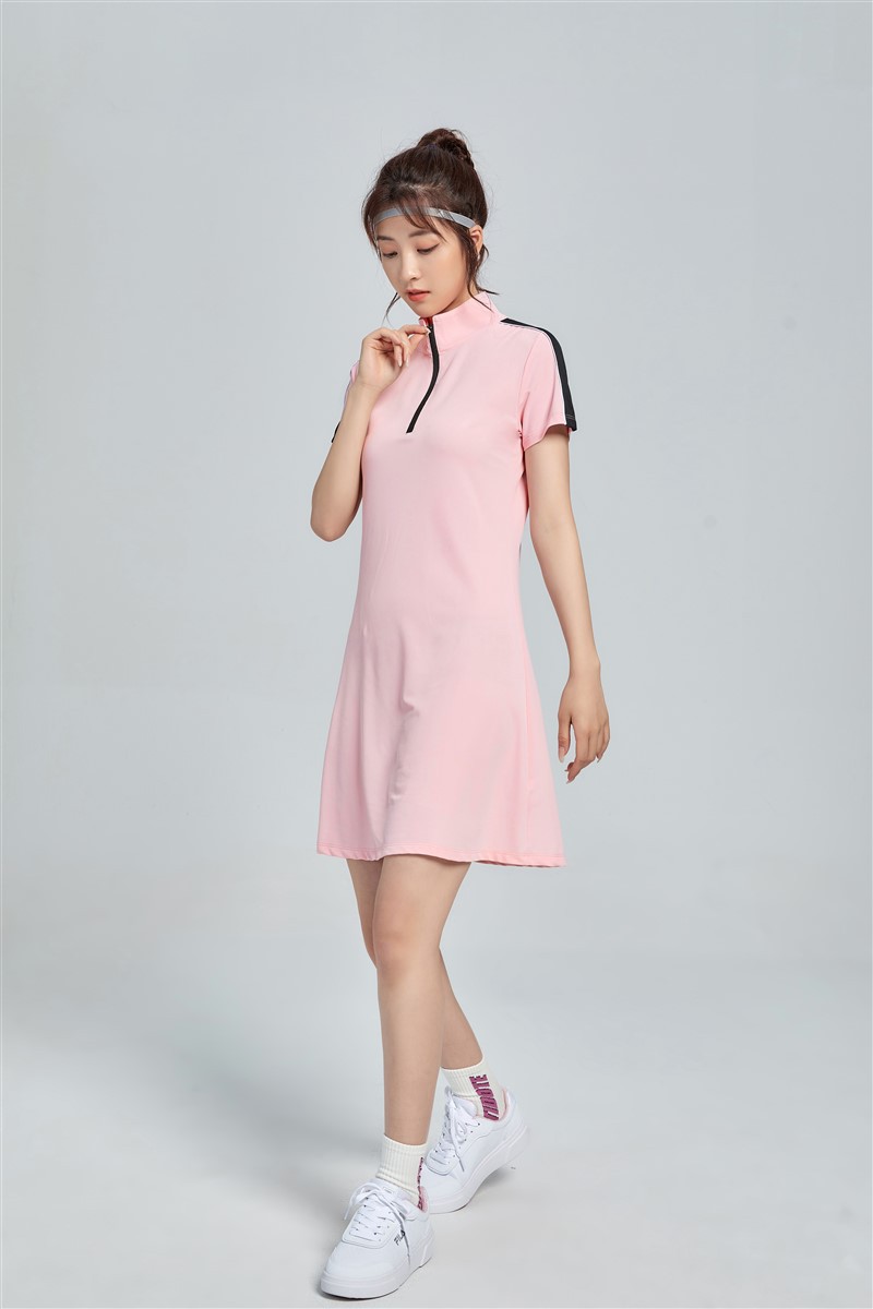 夏季运动风连衣裙女短袖t恤裙新款羽毛球服女生网球裙休闲运动裙