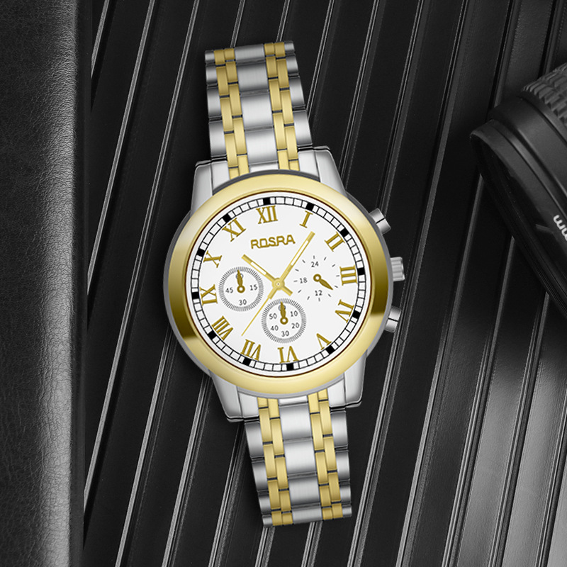 新款rosra合金表男士石英手表外卖热款时尚休闲腕表男生表现货