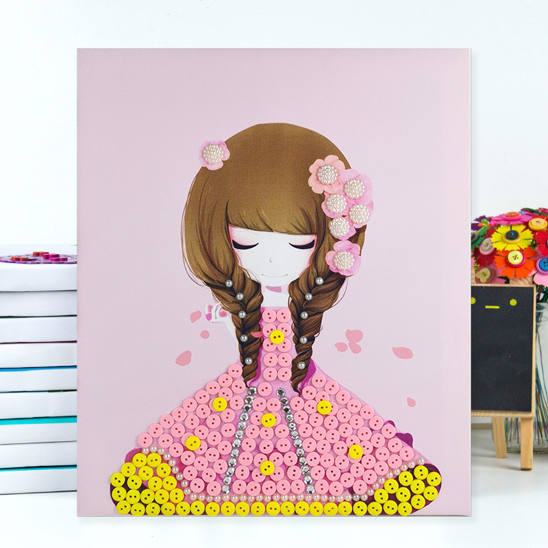 教师节礼物儿童自制纽扣画diy手工材料包幼儿园小学生创意粘贴画