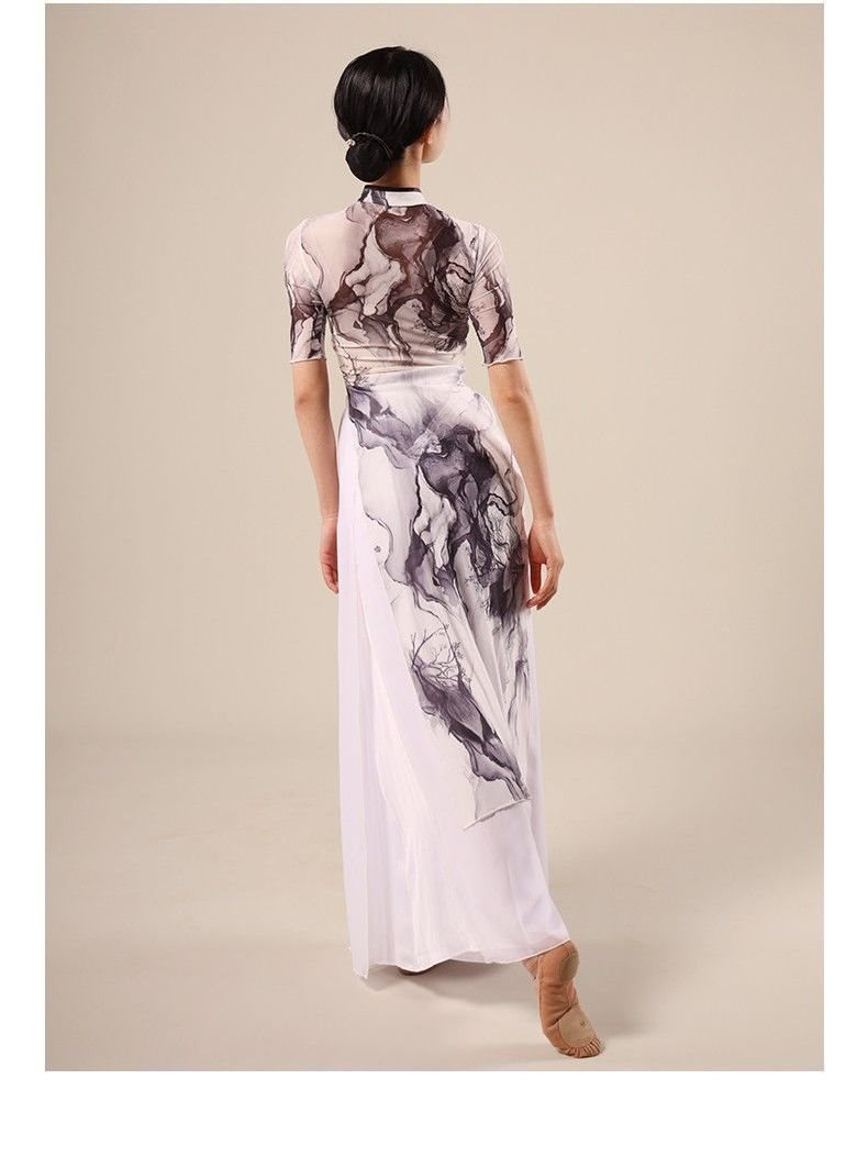 旗袍舞蹈服女弹力网纱中国舞古典舞练功服成人舞蹈表演服演出服装