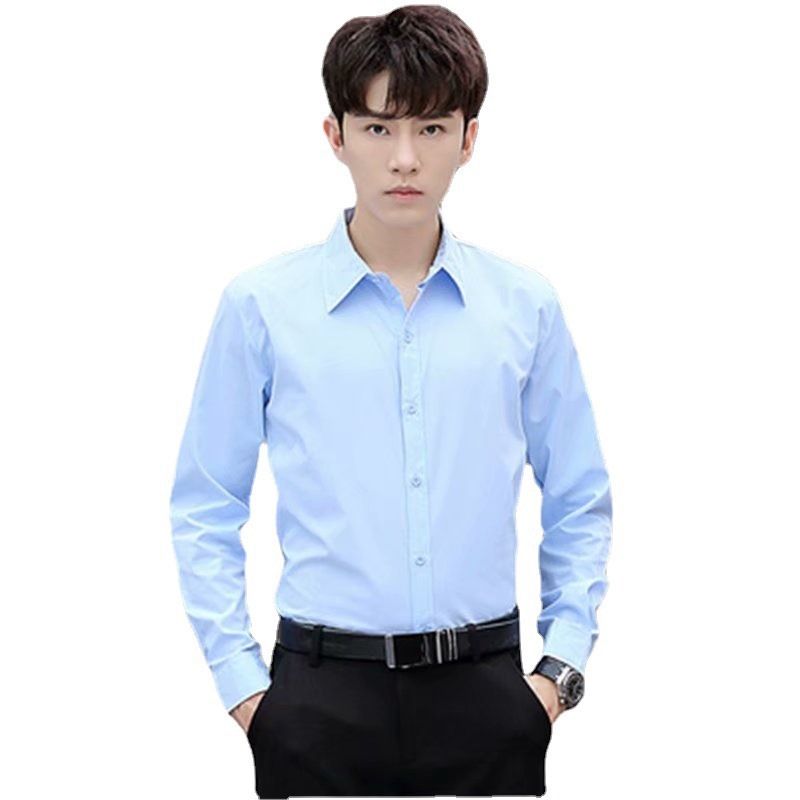 Men's Summer Business British Style Shirt Men's Long Sleeve Slim Korean Style Formal Black Shirt Large Size Color Non-Ironing Shirt