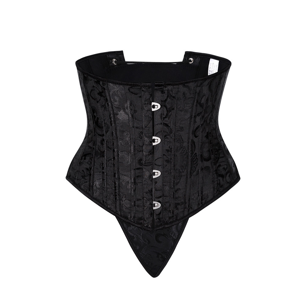 欧美性感钢骨排扣复古紧身胸衣短款束身胸衣一字领束腰带丁字裤