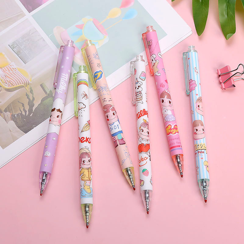 不二家麻球按动中性笔简约高颜值按动笔黑笔ins学习用品笔