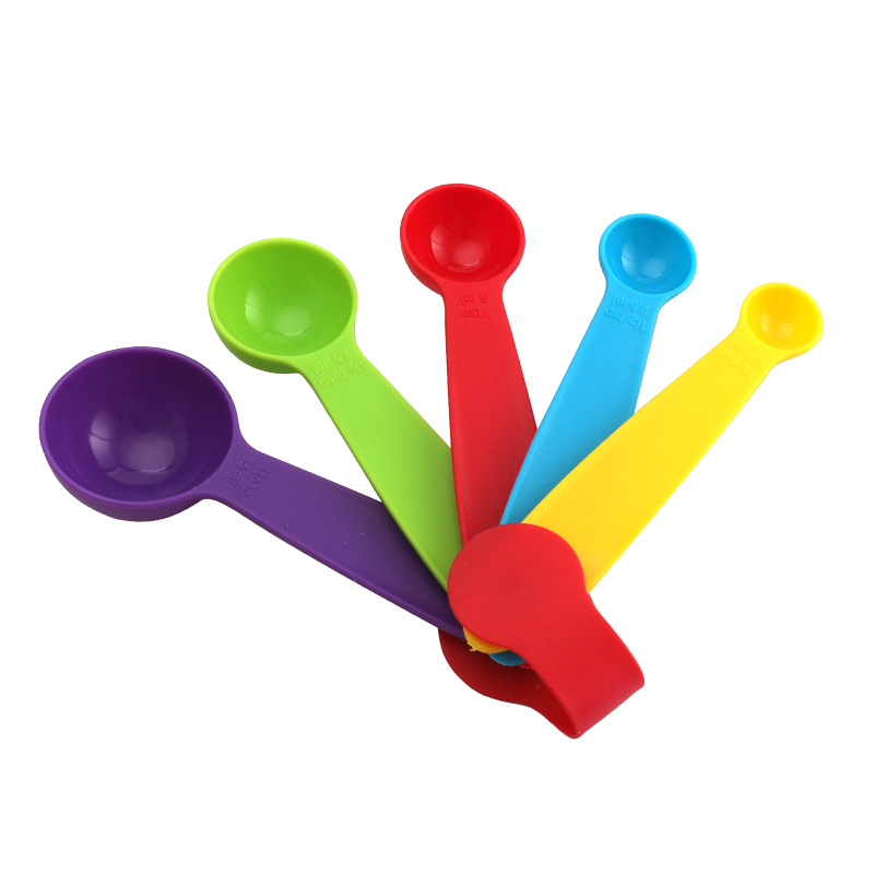 Diy Color Measuring Spoon 5-Piece Set with Scale 5-Piece Measuring Cup Measuring Spoon Coffee Spoon 5Pcs Kitchen Less