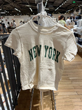 BM风 新款米色NEW YORK字母印花纽约圆领百搭显瘦短袖T恤上衣女