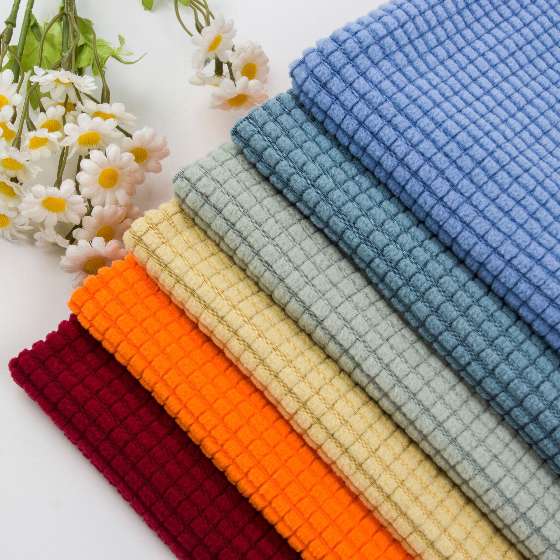 Solid Color Stretch Waffle Fabric Padded Chair Sofa Cover Placemat Corn Fabric Wholesale Polar Fleece Cloth