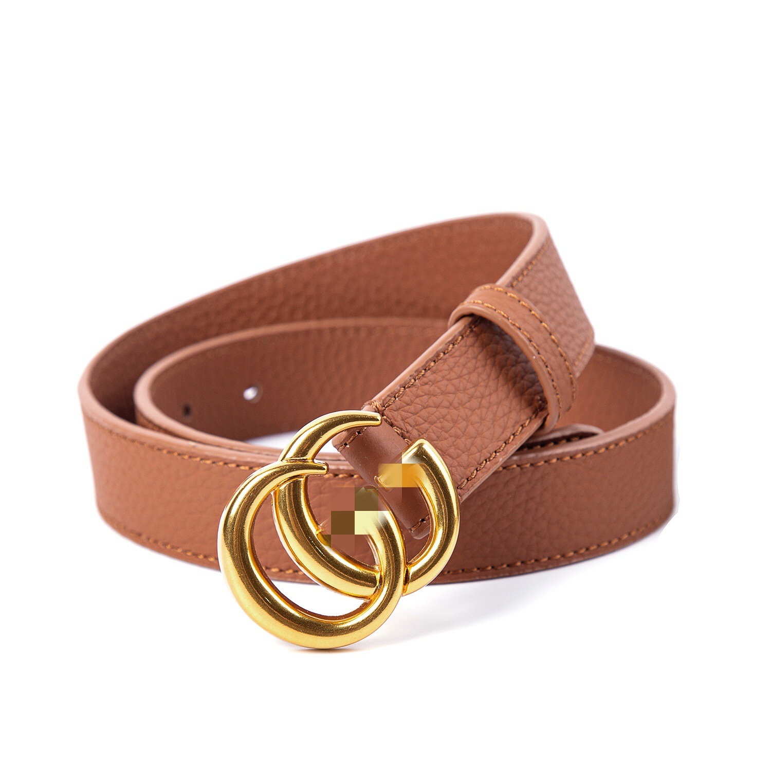 春夏新款女士腰带跨境亚马逊热销双面头层牛皮半手工g字扣皮带女