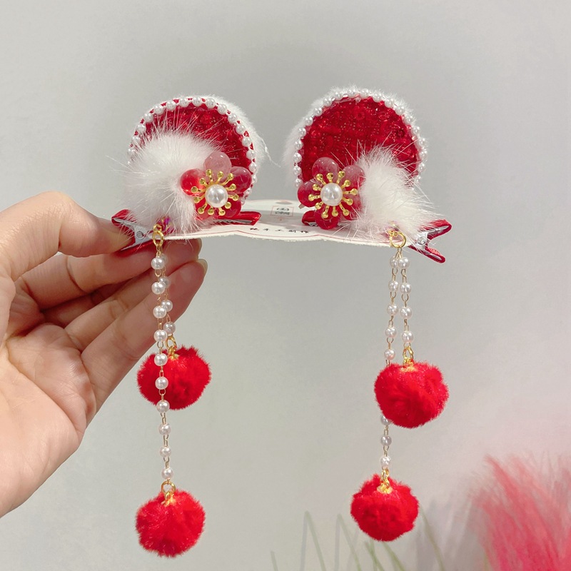 New Year Barrettes Autumn and Winter Han Chinese Clothing Hair Accessories 2024 New Dragon Year Barrettes Cat Ears Dragon Horn Headdress for Han Chinese Clothing Children