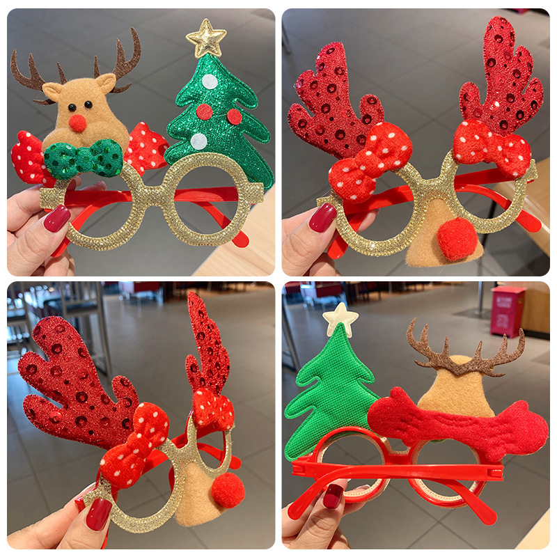 Christmas Glasses Frame Female Elk Funny Gift Frame Wholesale Christmas Student Dress up Gift Party Decorative Mirror