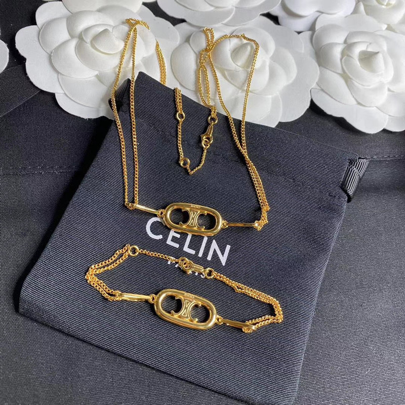 ne同款celi凯旋门双层链条项链手链女镀真金高级感