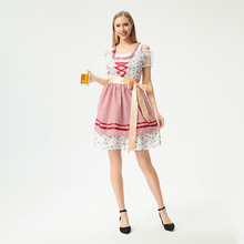 外贸女士印花啤酒服德国慕尼黑啤酒节服装巴伐利亚民族女仆连衣裙
