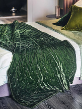 复古高端丝绒纯色盖毯墨绿色办公室午休毯休闲毯卧室轻奢高级毛毯