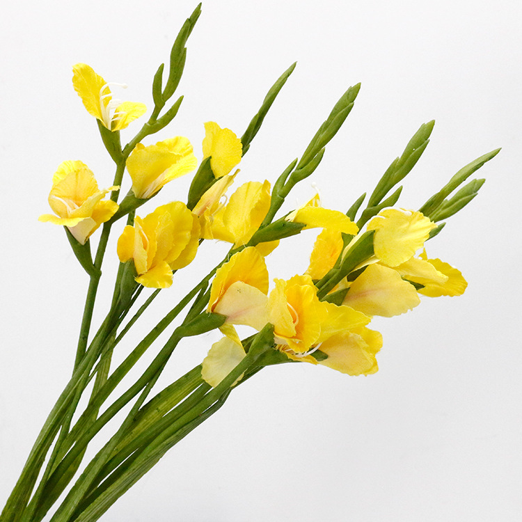 INS Simulation Plastic Branch 3 Flowers Small Gladiolus Living Room Dining Table Fake Flowers Light Luxury Floral Ornaments Home Common Freesia