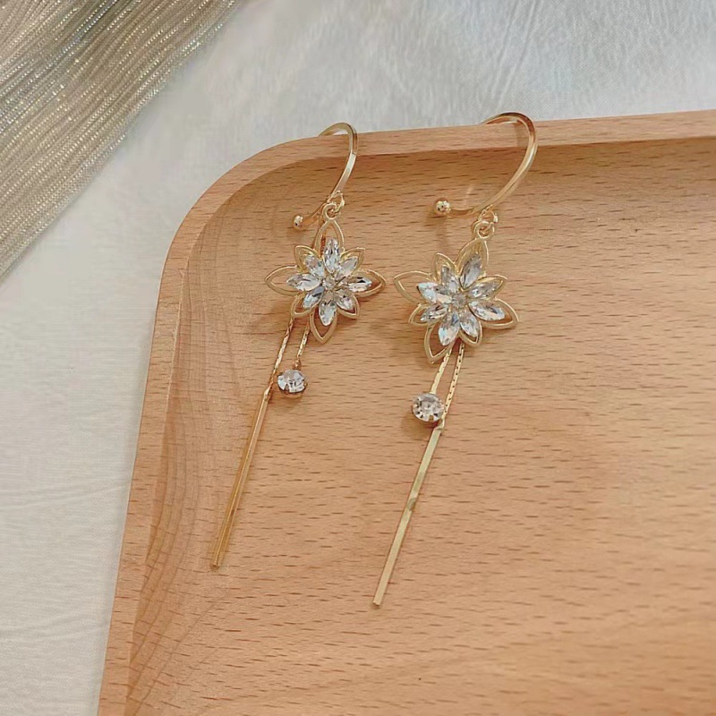 Fringe Earrings Korean Style Sterling Silver Needle Super Shiny Graceful Personality Fashionable and Versatile Earrings