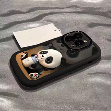 熊猫适用苹果15手机壳新款iphone14小众13pro卡通12防摔11潮x软壳