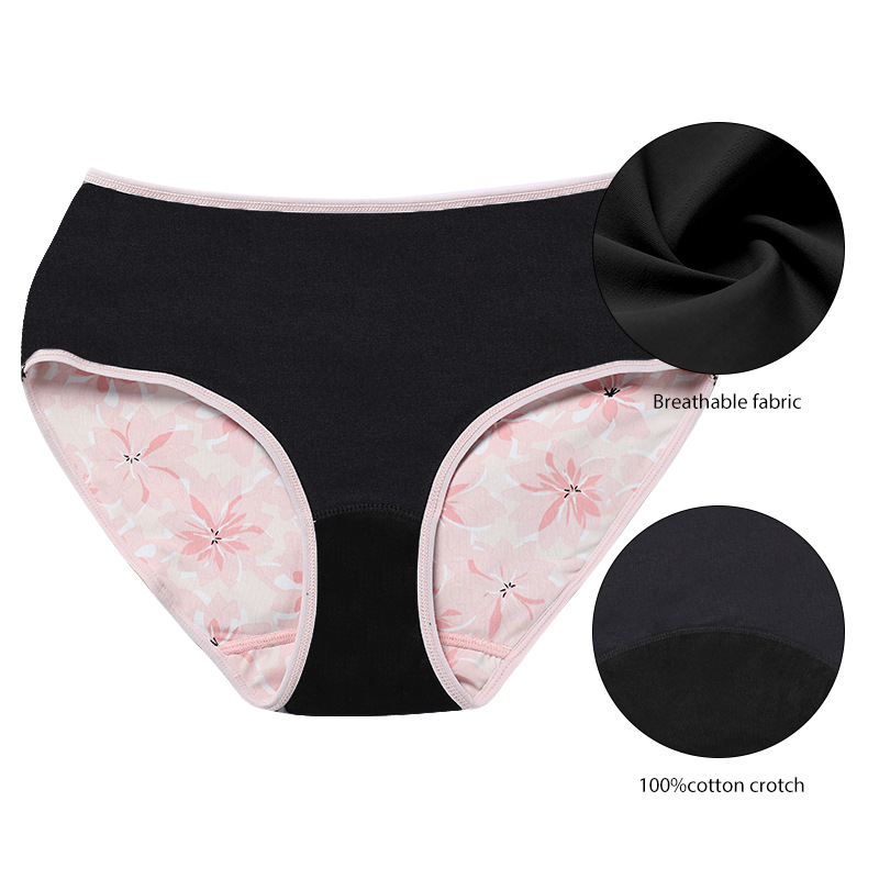 Foreign Trade Popular Style Menstrual Panties Women's Printed Menstrual Period Leak-Proof Low Waist Sanitary Napkin-Free Pants Aunt Underwear Women's Large Size