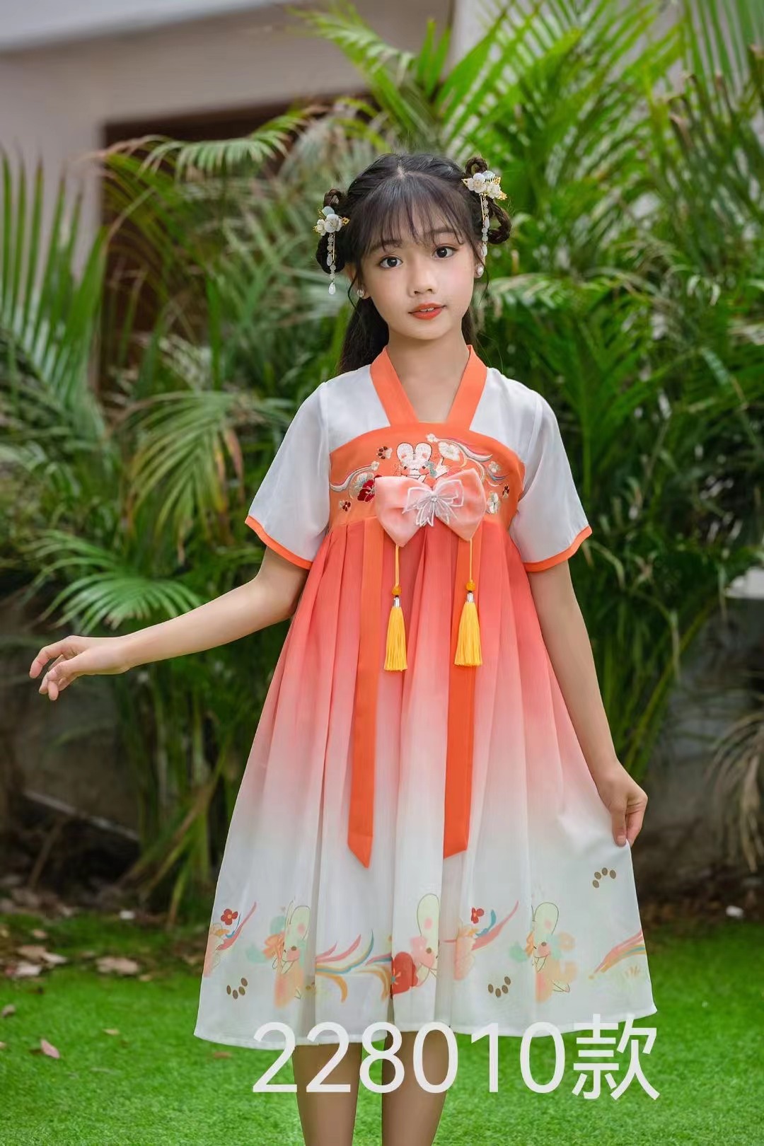 儿童汉服夏季中国风古装连衣裙子仙气女童刺绣民族服装童裙襦裙