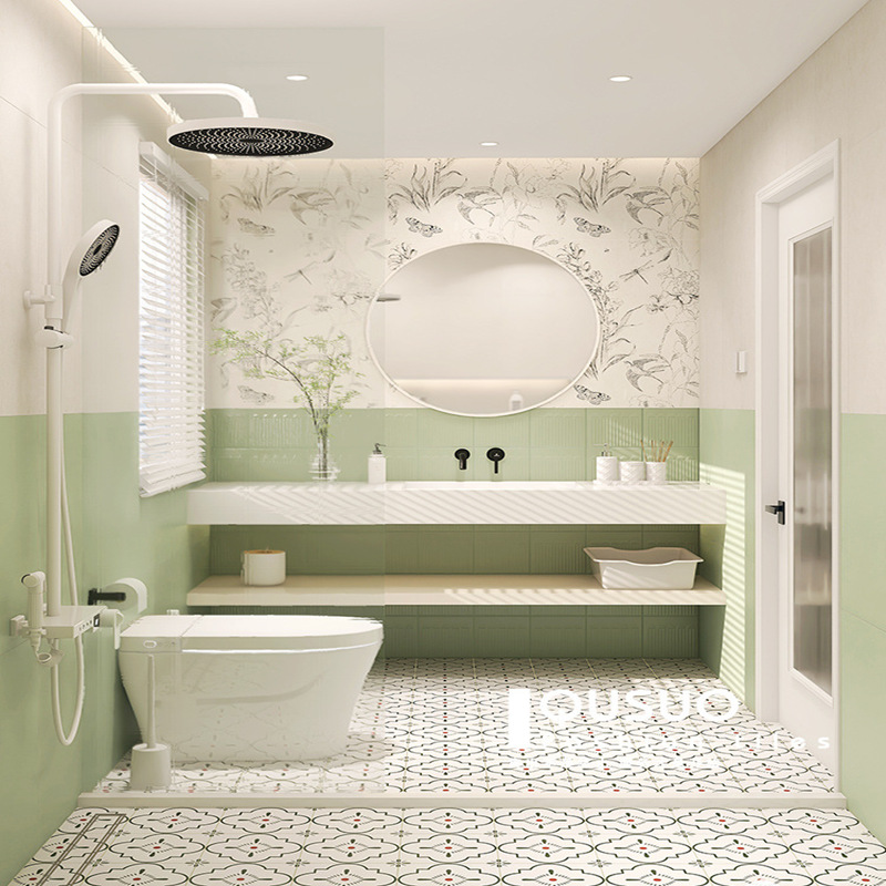 新款 摩洛哥复古卫生间瓷砖壁纸小花砖 北欧浴室厨房墙砖阳台地砖