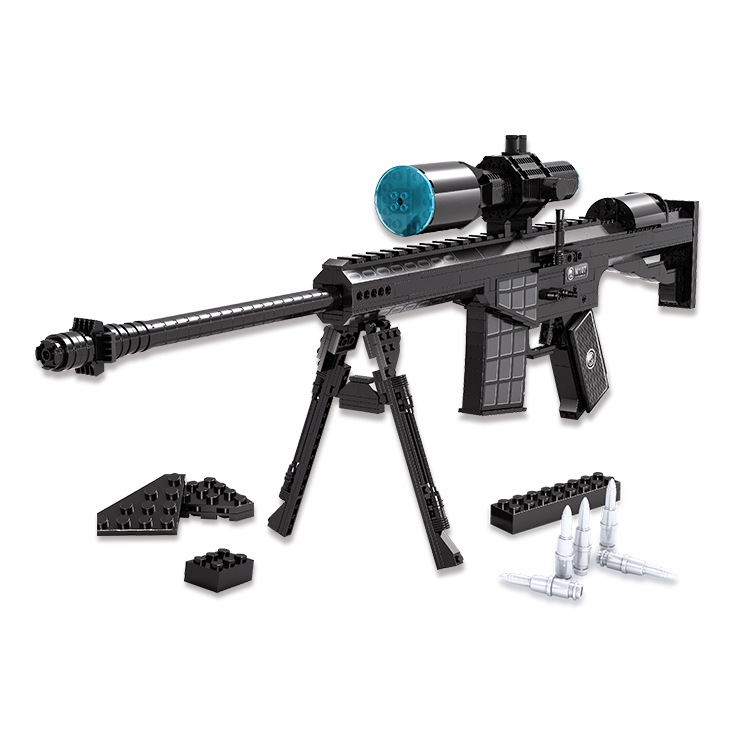 奥斯尼军事积木枪22707 m107狙击枪益智拼装组装枪模玩具不可发射
