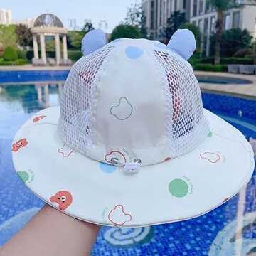 婴儿帽子春秋夏季薄款儿童防晒帽遮阳帽宝宝大檐帽夏天网帽太阳帽