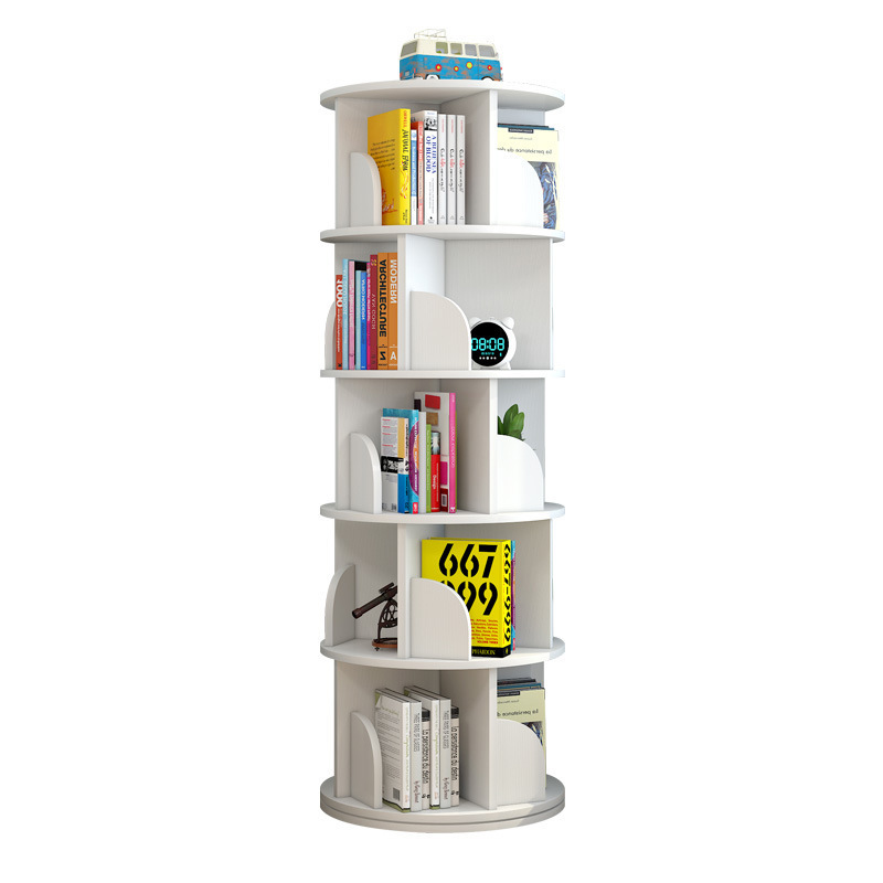 Simple Rotating Bookshelf Children's Home Bookcase Floor Multi-Layer Book Storage Ins Storage Rack 360-Degree Storage Rack