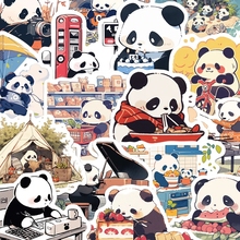 150张熊猫日常可爱卡通贴纸简约手机壳笔记本电脑diy装饰防水咖佑
