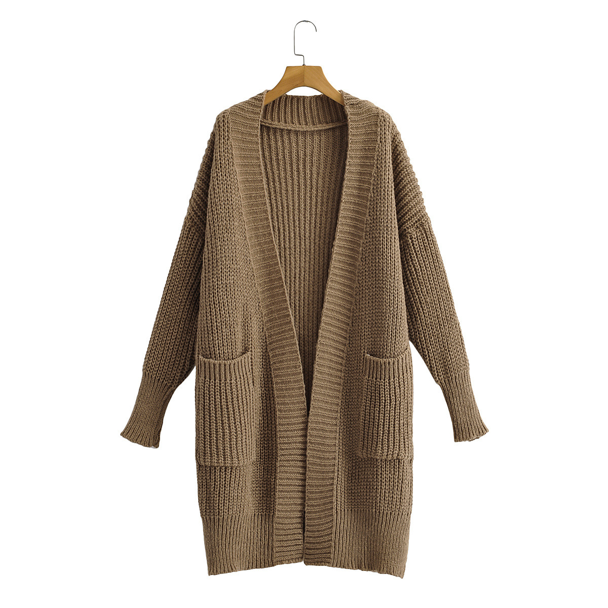 长款秋季针织毛衣外套开衫女2021韩版宽松无扣百搭休闲开衫上衣93