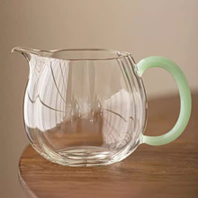 高硼硅耐热玻璃公道茶海纯手工分茶器高透玻璃公杯彩把分茶公道杯