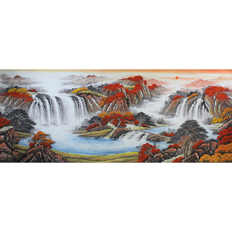 国画字画纯手绘鸿运当头批发大丈二山水画宣纸画芯办公室装饰画