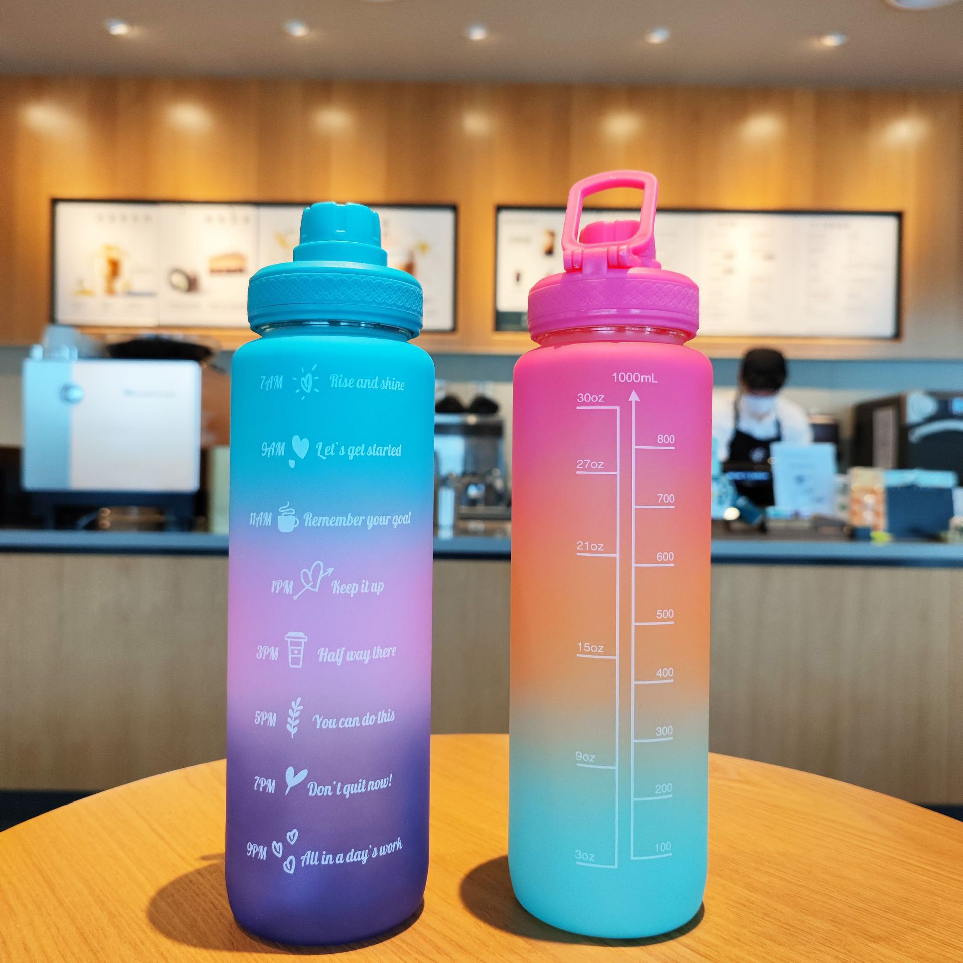 Cross-Border New Gradient Color Frosted Three-Color Colorful Plastic Water Cup Portable Handle Direct Drink Type Outdoor Sports Bottle